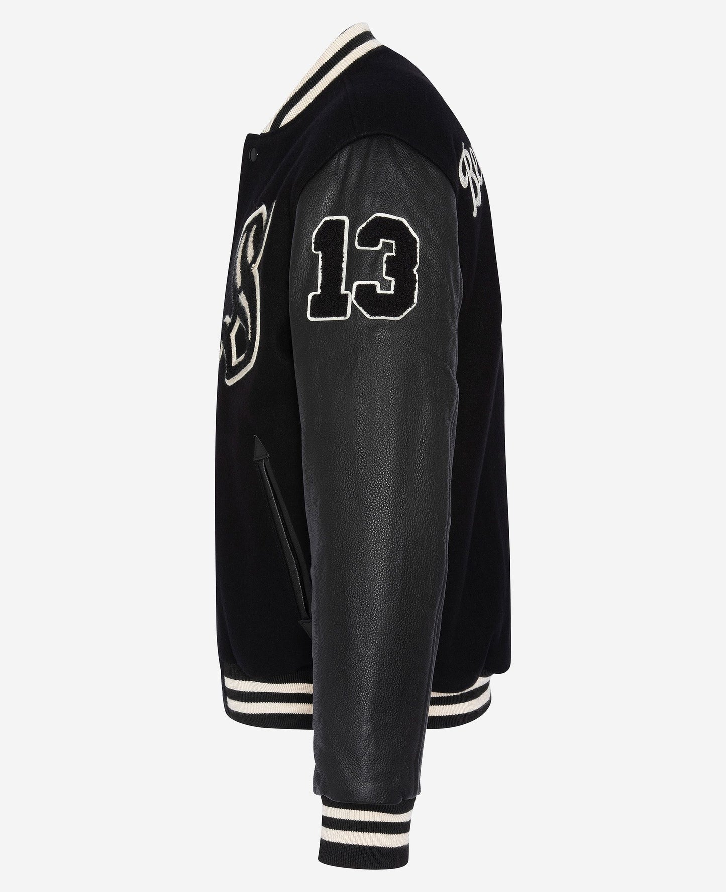 Varsity Logo Leather Bomber Jacket