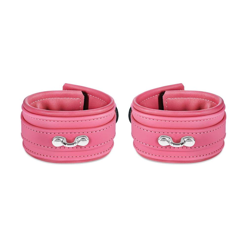 Leather Wrist Cuff Set Pink Bright Polished - CoreFlexInd