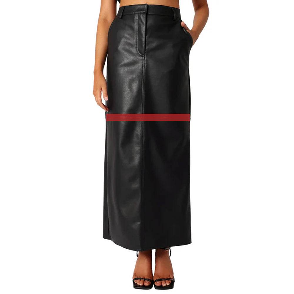Black Leather Skirt With Red Stripes - CoreFlexInd