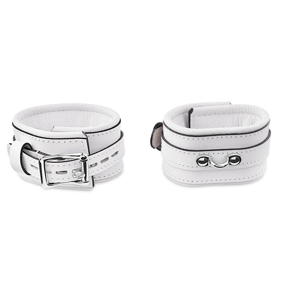 Leather Wrist Cuff Set White Bright Polished - CoreFlexInd