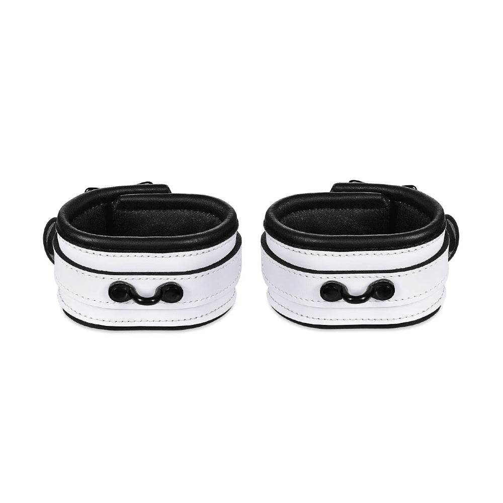 Leather Wrist Cuff Set White/Black - CoreFlexInd