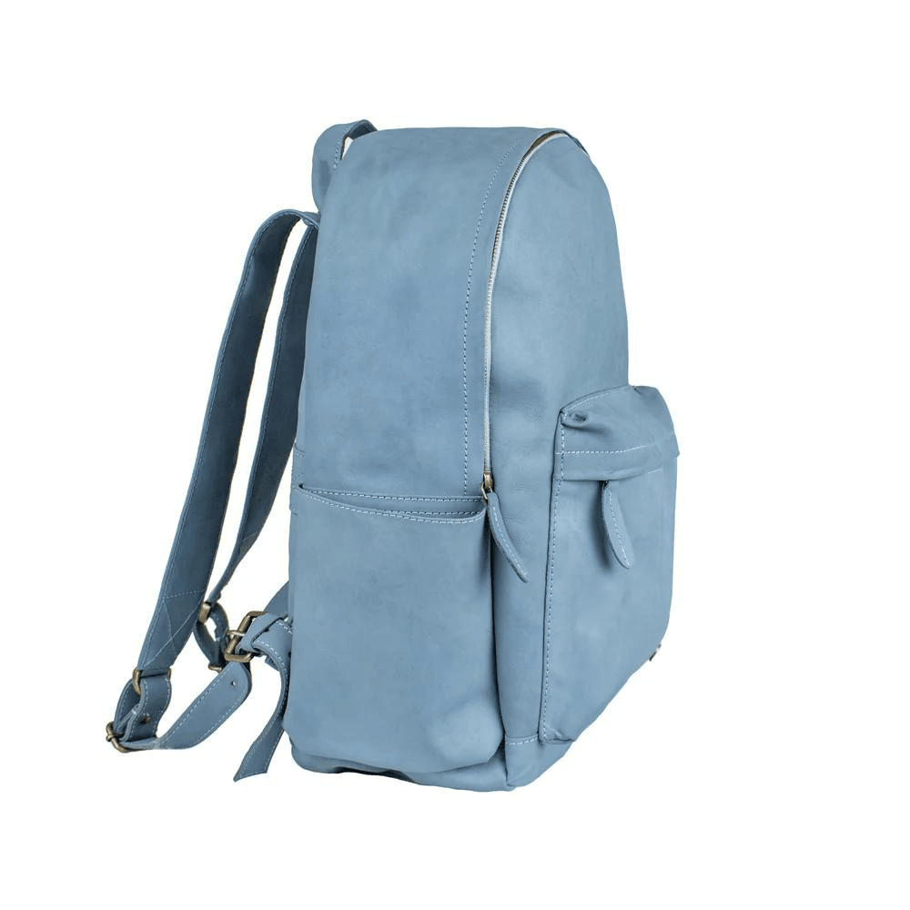 Vintage Blue Suede Leather Backpack - CoreFlexInd