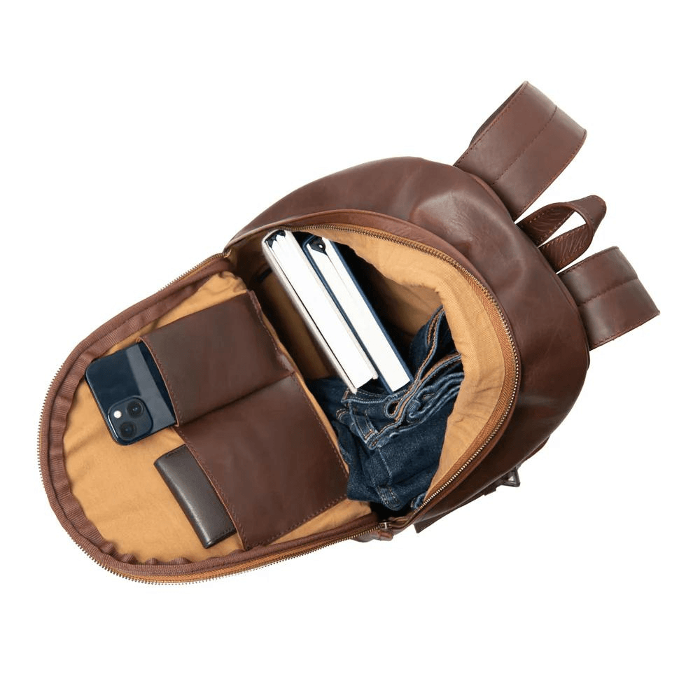 Classic Brown Leather Backpack - CoreFlexInd