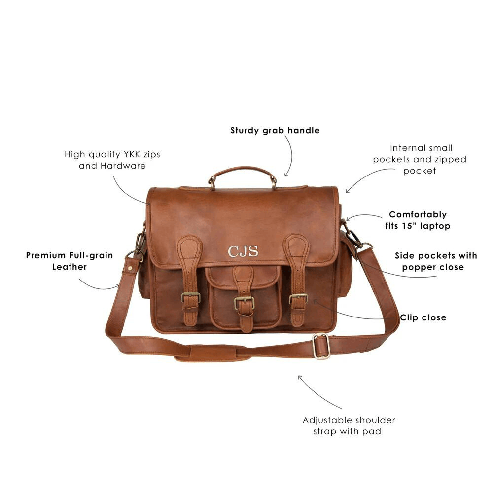 Brown Leather Satchel Bag - CoreFlexInd