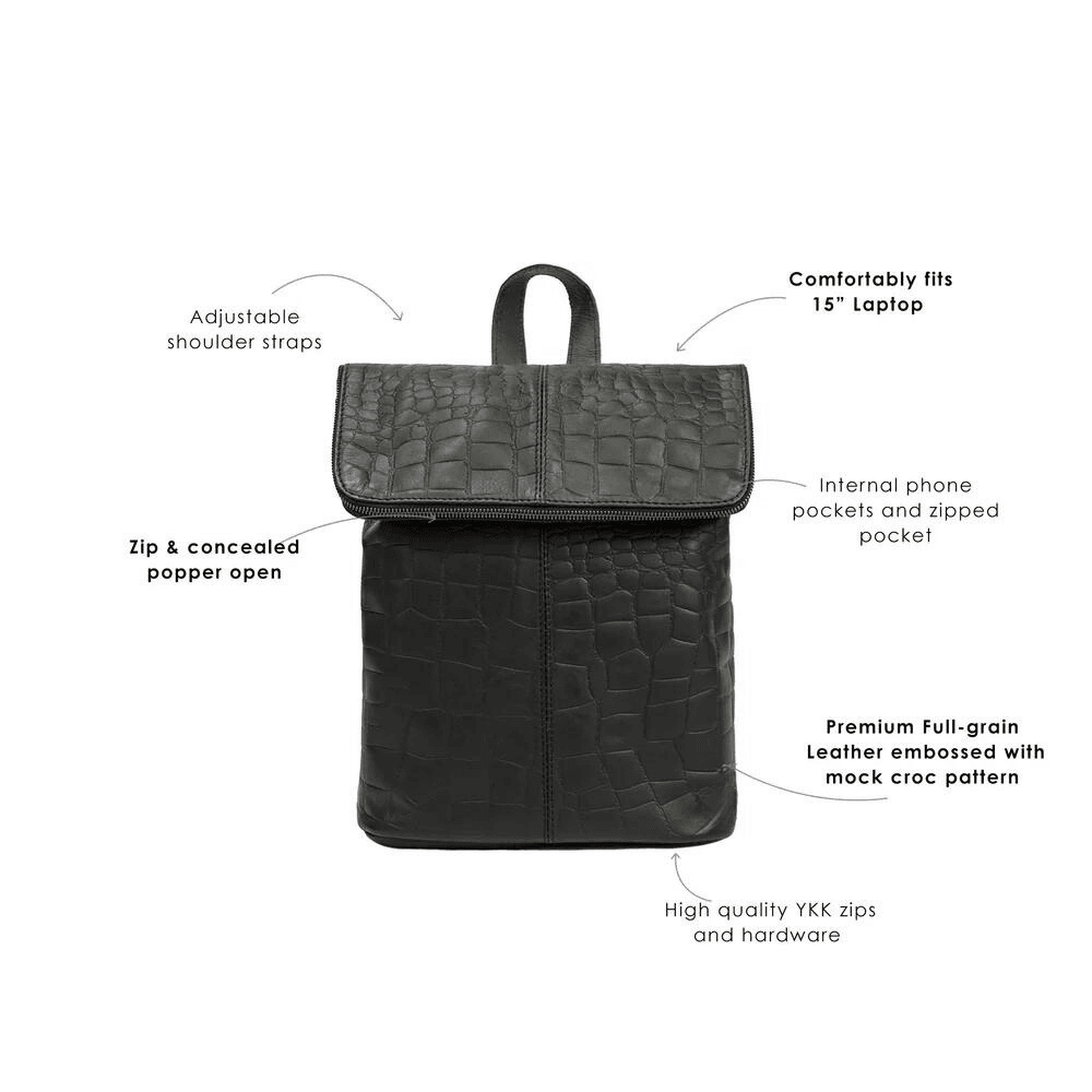 Zipped Bag Leather Black For Work - CoreFlexInd