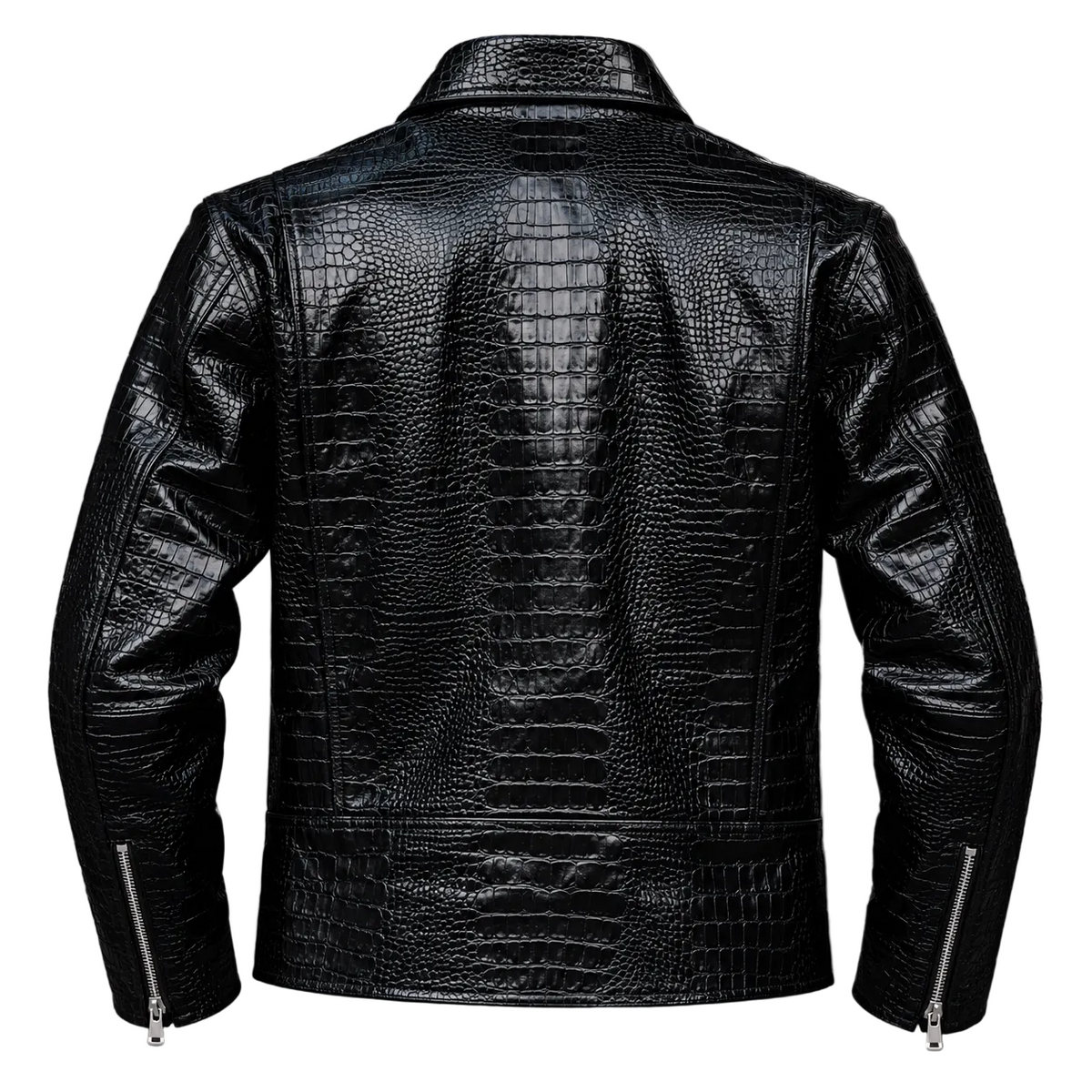 Black Crocodile Leather Jacket