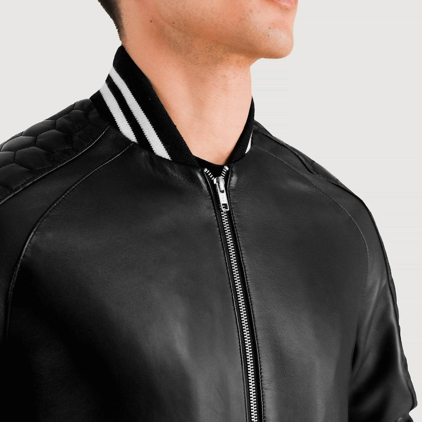 Black Leather Varsity Jacket - CoreFlexInd