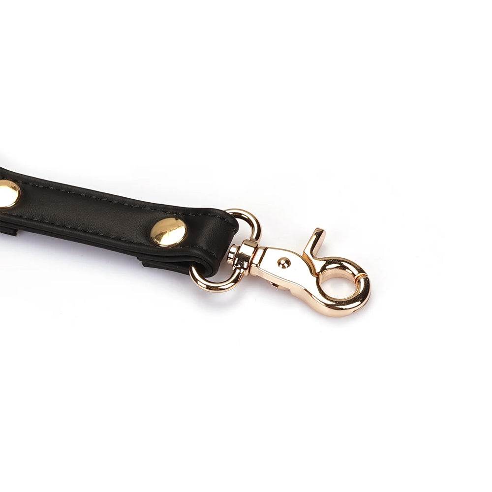 Black Vegan Leather Hog Tie with Gold Hardware - CoreFlexInd