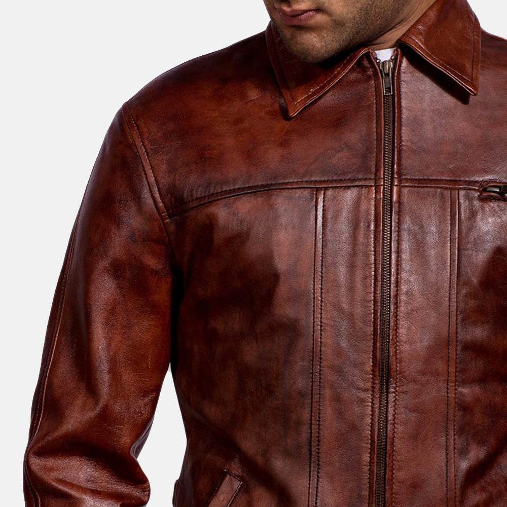 Brown Biker Leather Jacket - CoreFlexInd