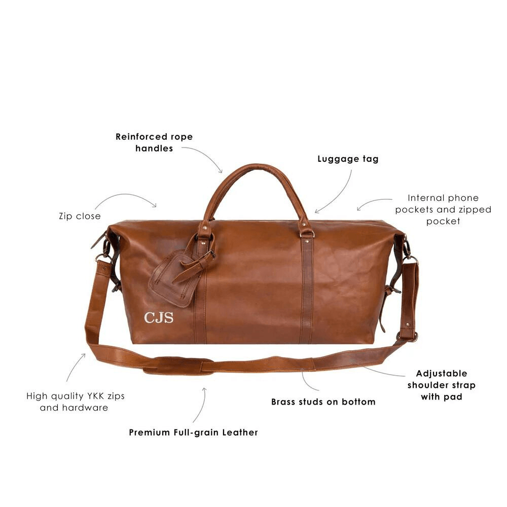 Brown Leather Duffle Bag - CoreFlexInd