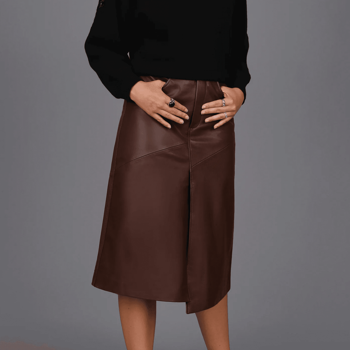 Brown Leather Skirt - CoreFlexInd