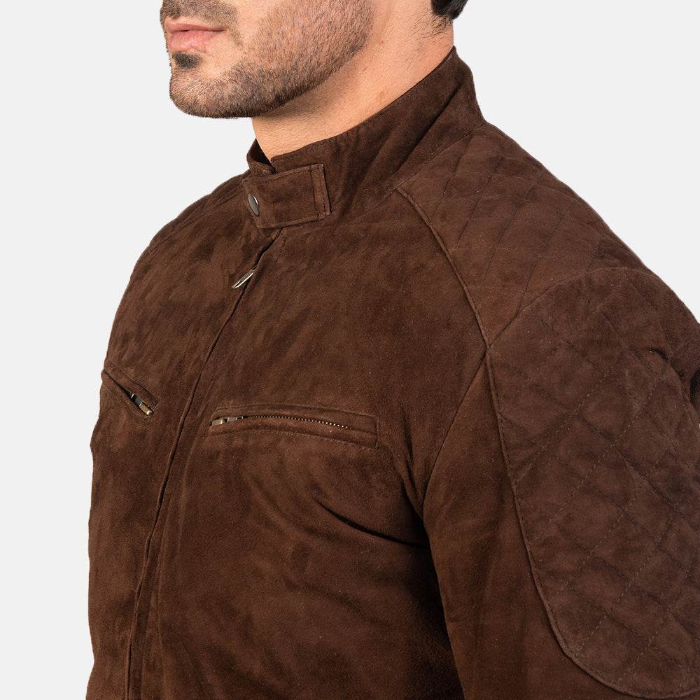 Brown Suede Bomber Jacket - CoreFlexInd