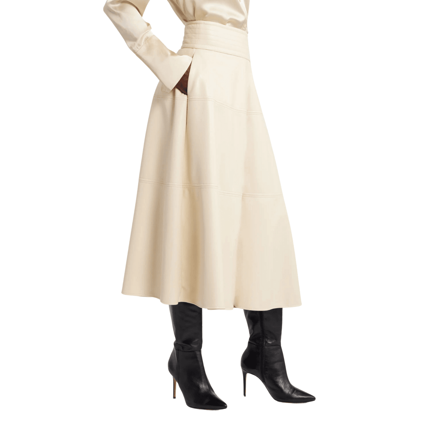 Cream Leather Skirt - CoreFlexInd