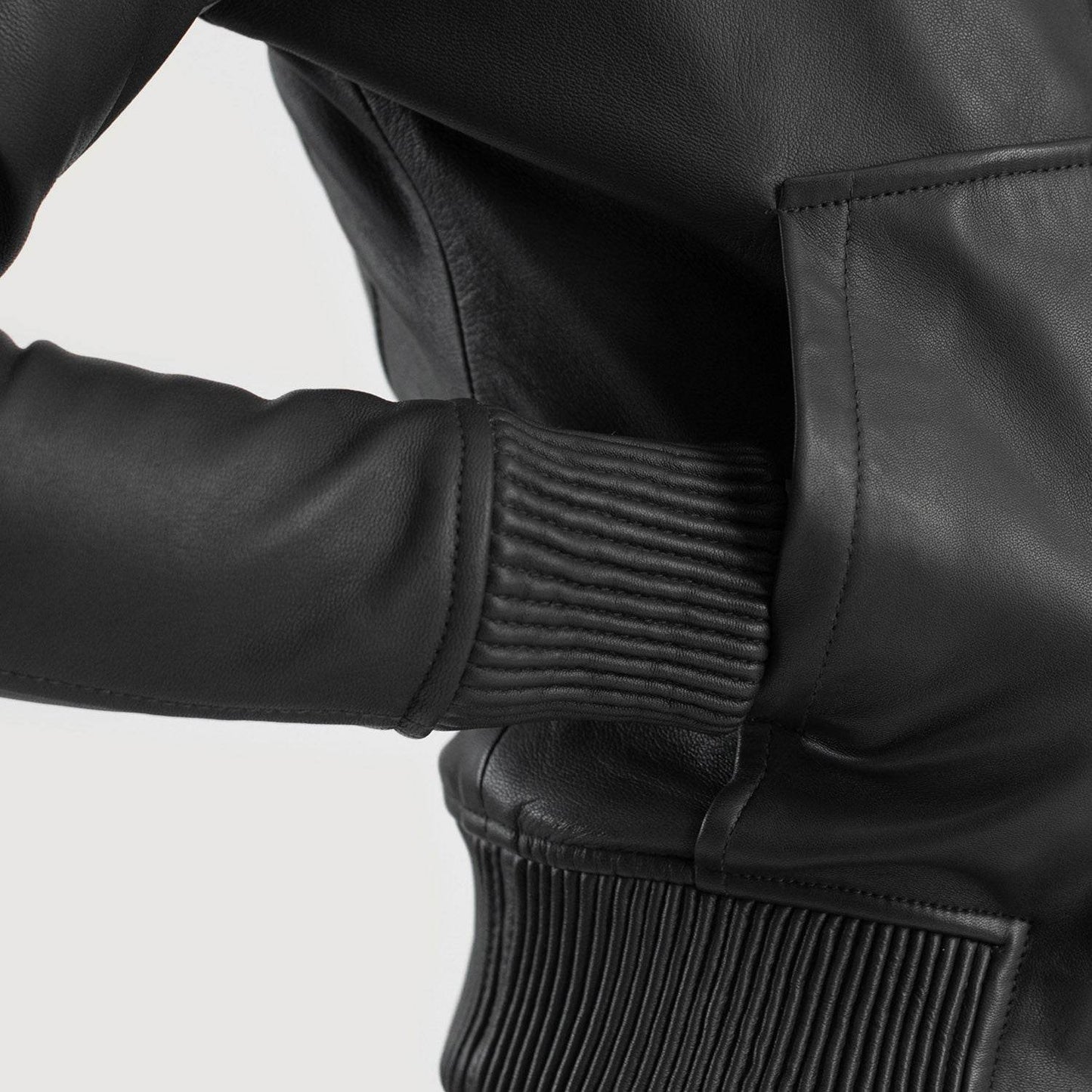 Cropped Leather Bomber Jacket - CoreFlexInd