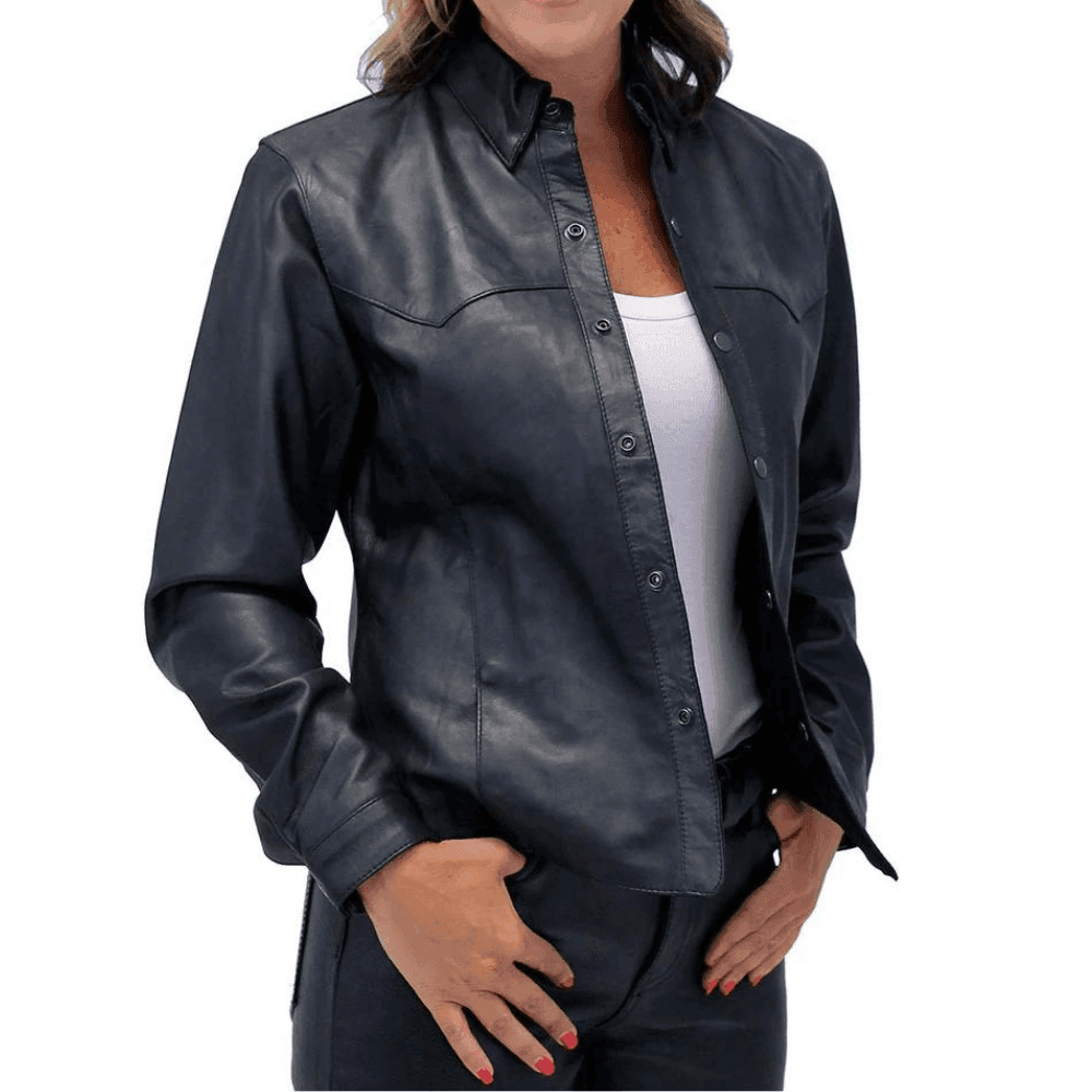 Cropped Leather Shirt Women - CoreFlexInd