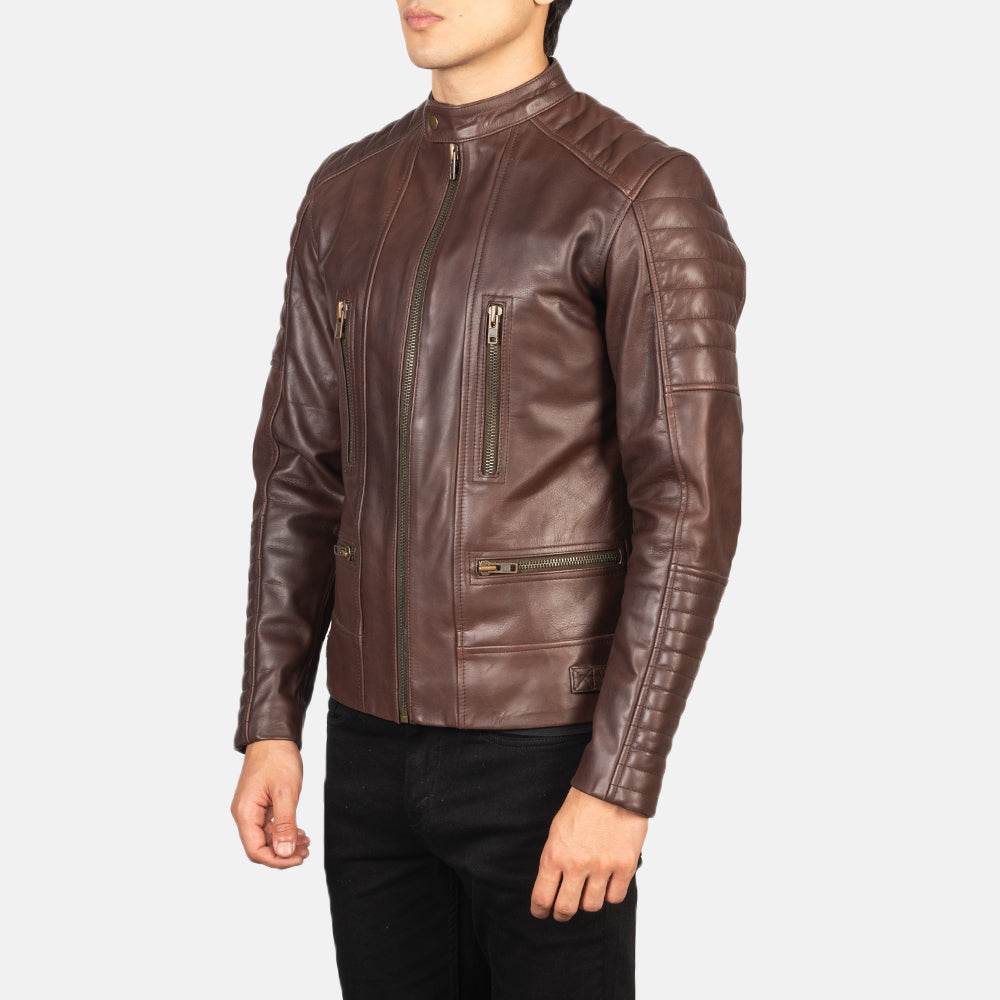 Damian Brown Leather Biker Jacket - CoreFlexInd
