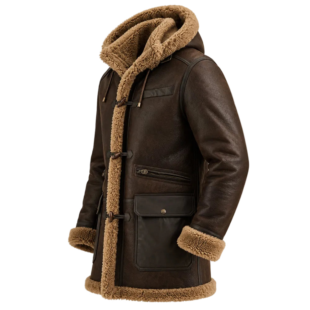 Dark Brown Long Lammy Leather Jacket