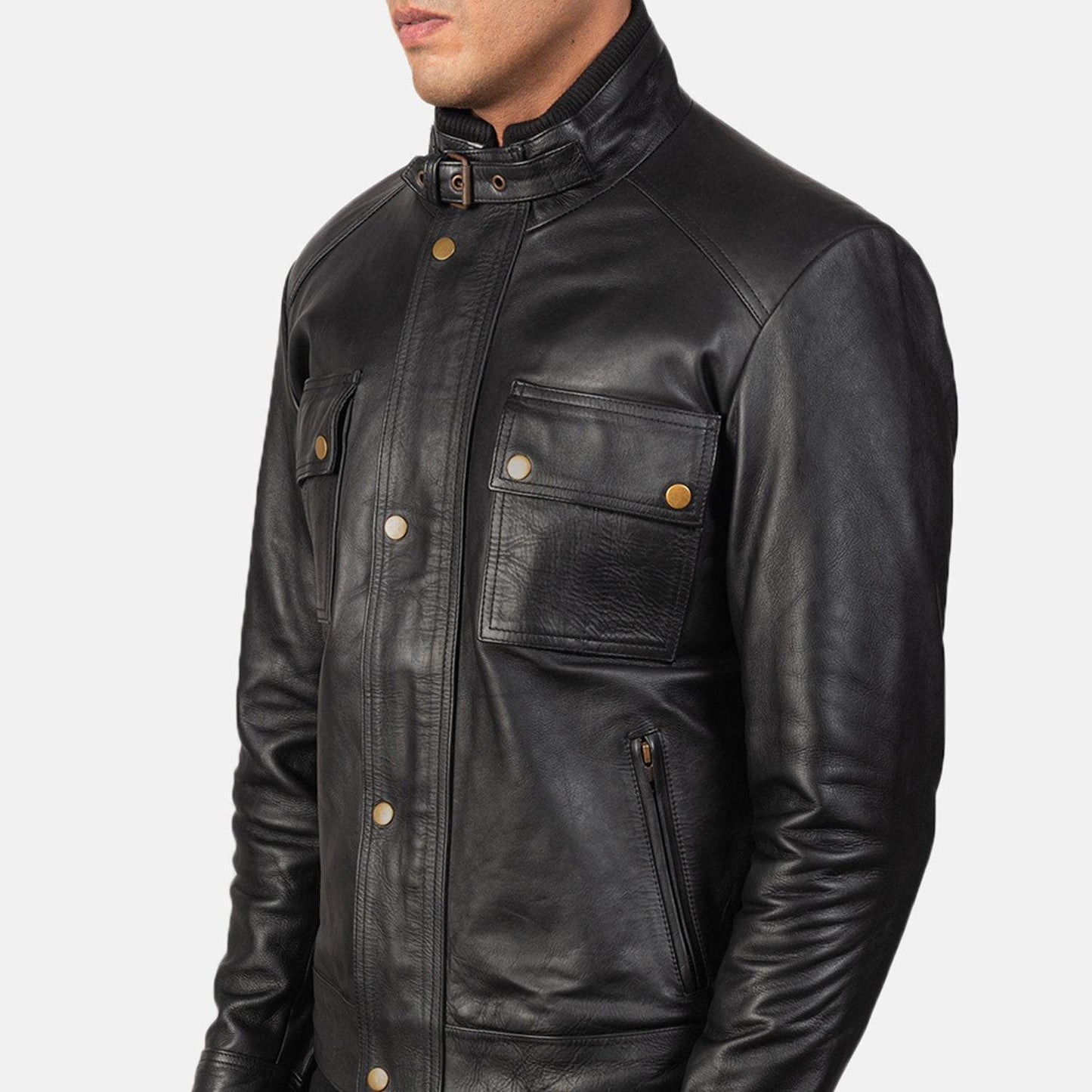 Darren Black Leather Biker Jacket - CoreFlexInd