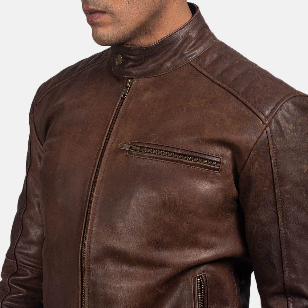 Dean Brown Leather Biker Jacket - CoreFlexInd