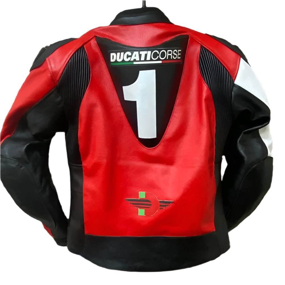 Ducati Corse Motorbike Racing Leather Jacket-Cowhide Leather And Certified Protectors - CoreFlexInd