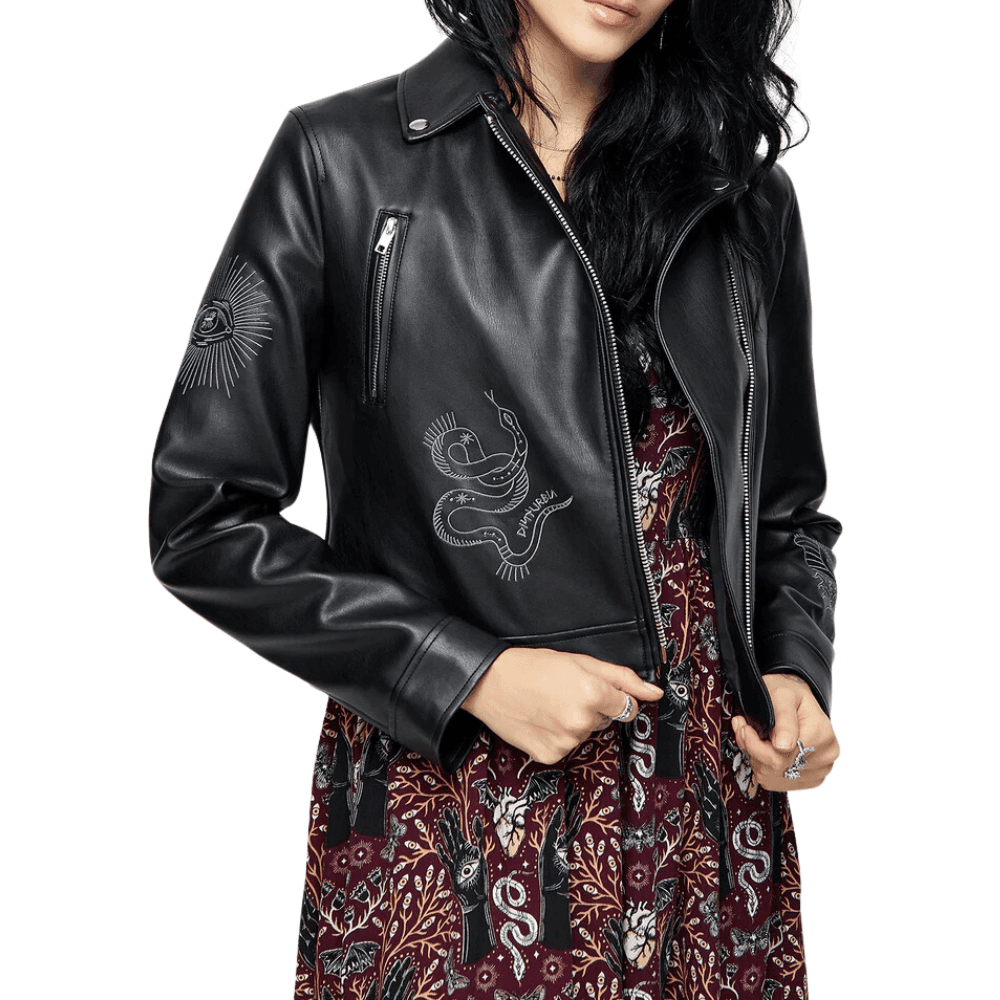 Elemental Embroidered Natural Leather Jacket - CoreFlexInd