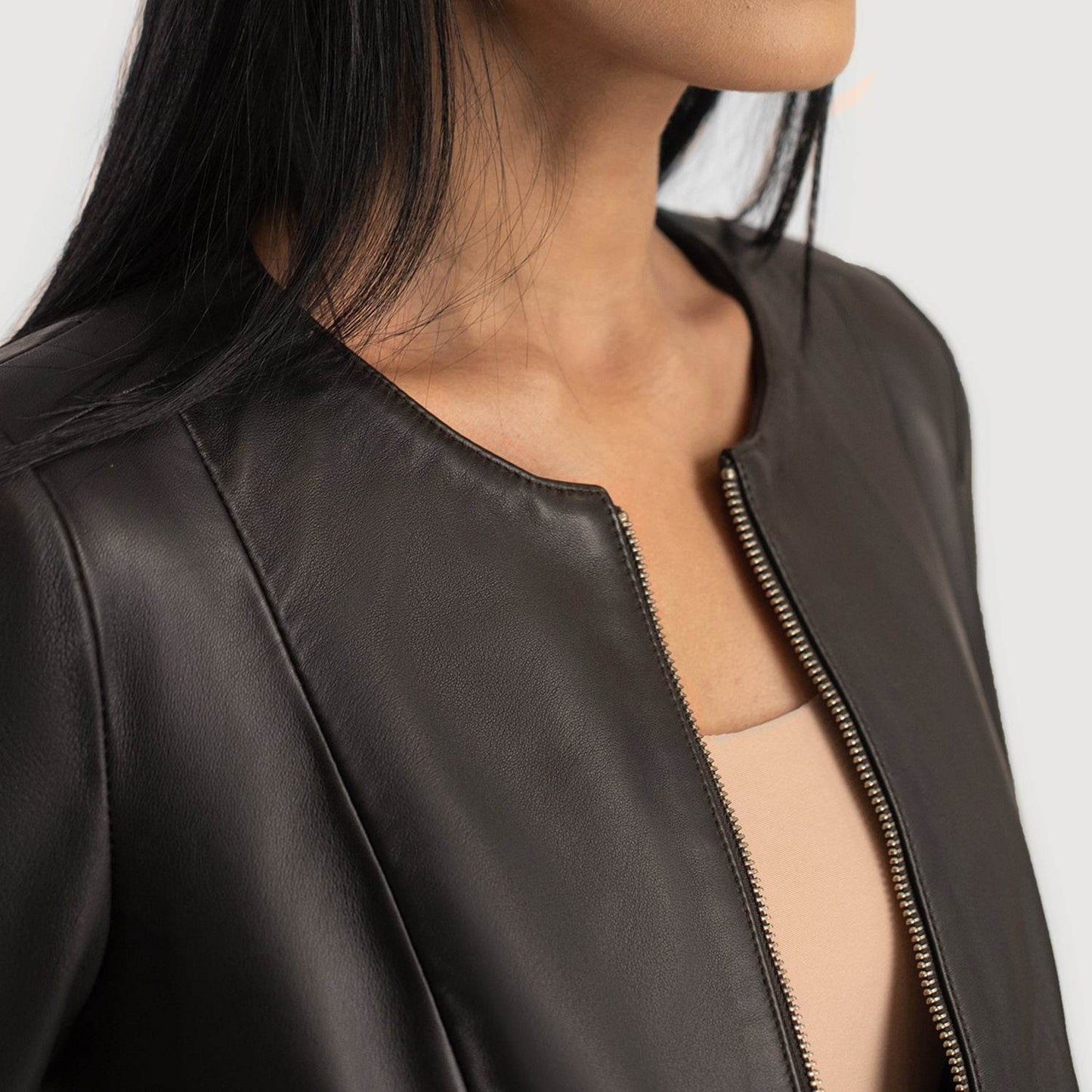 Elixir Brown Collarless Leather Jacket - CoreFlexInd