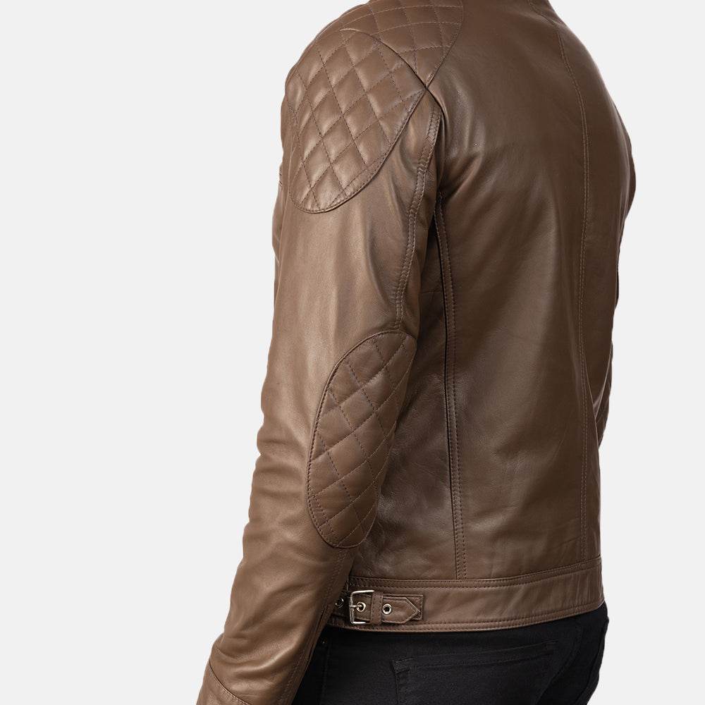 Gatsby Mocha Leather Biker Jacket - CoreFlexInd