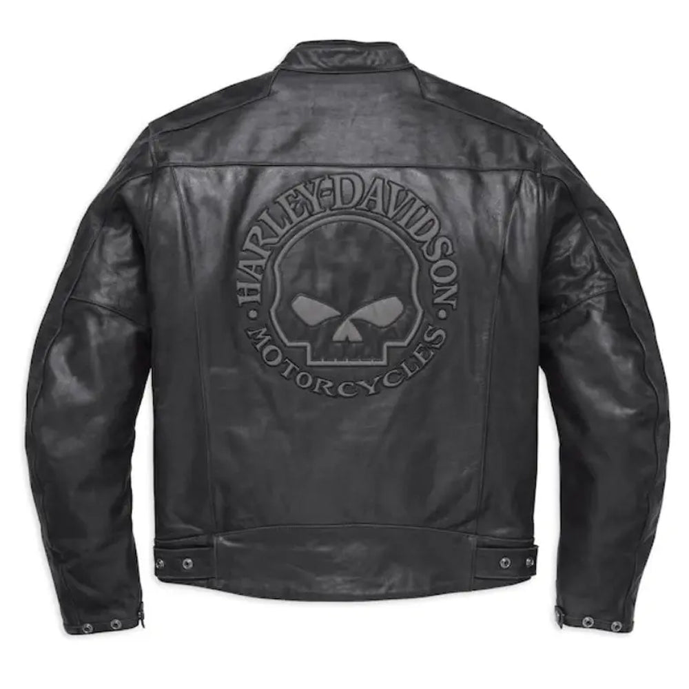 Pánská reflexní kožená bunda s motivem lebky HD EC