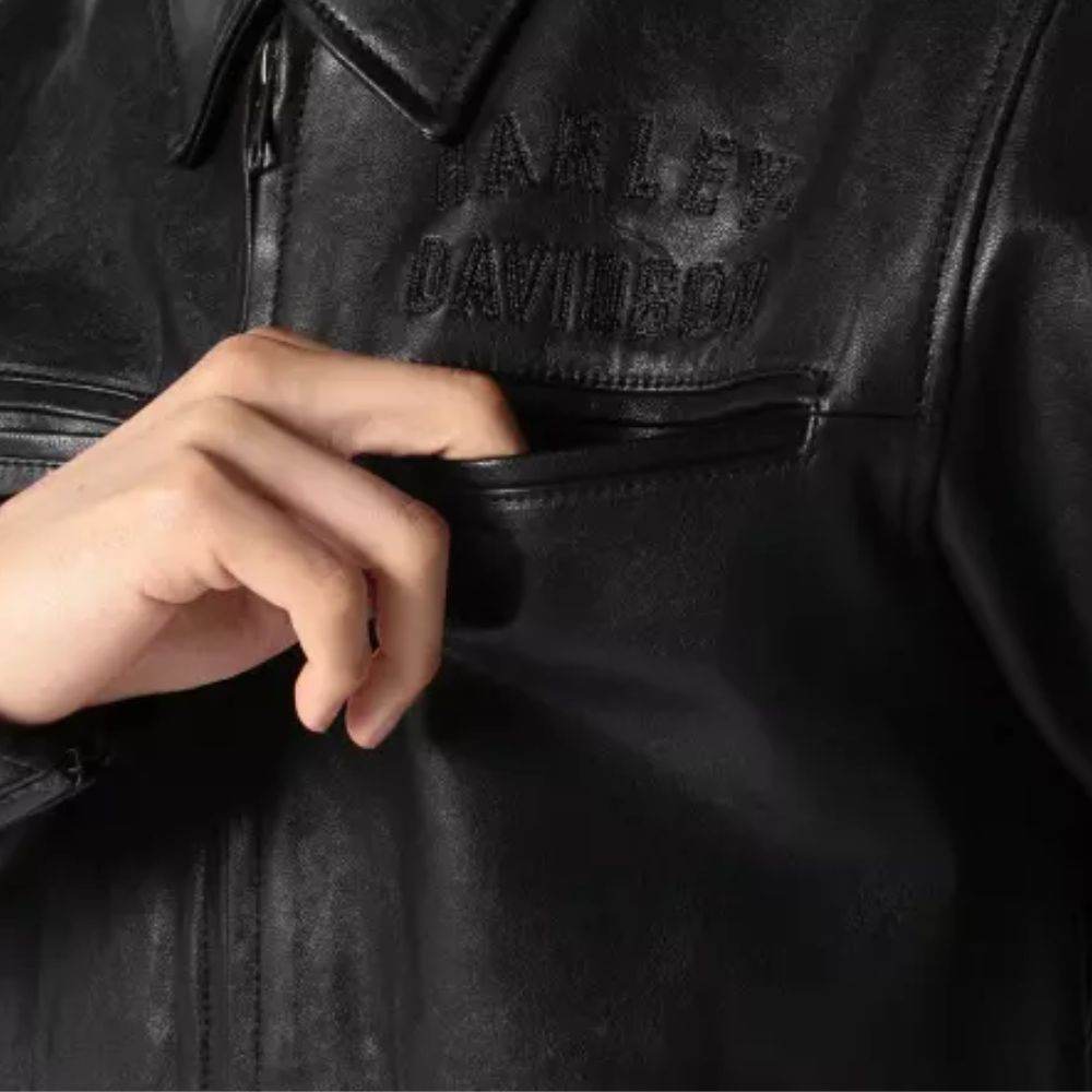 H-D Men's Leather Jacket Road Rocker Black - CoreFlexInd