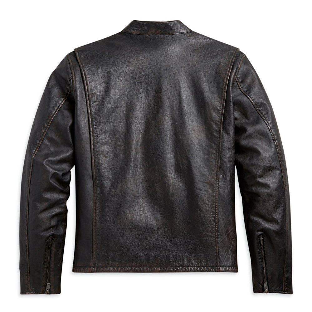 جاكيت جلدي رجالي بأكمام مخططة من HD