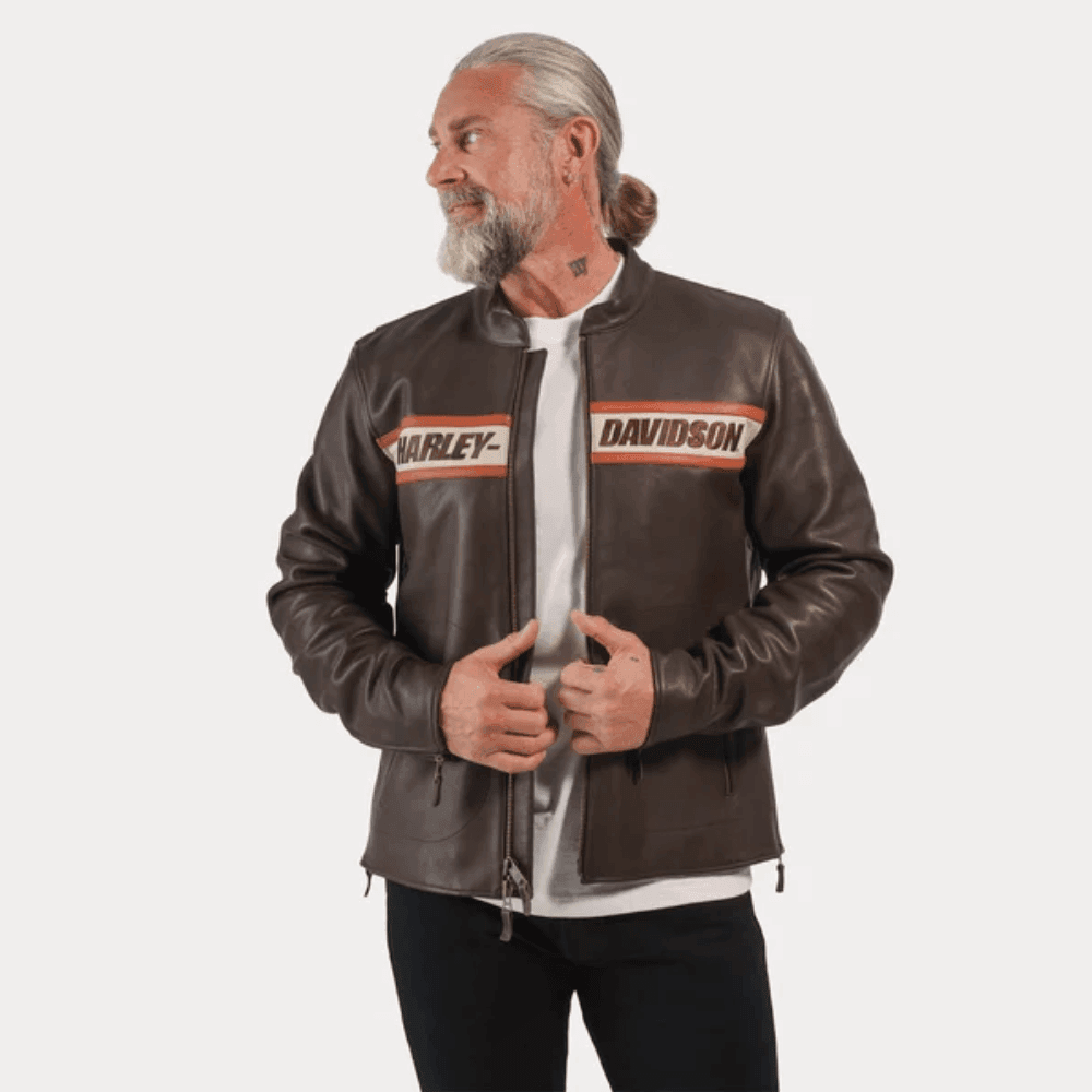 H-D Men's Victory Lane II Leather Jacket Java - CoreFlexInd