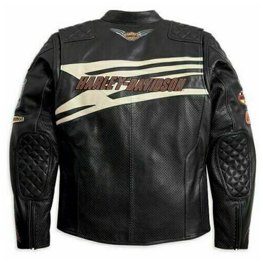 H-D Sprocket Racing Perforated Biker Leather Jacket