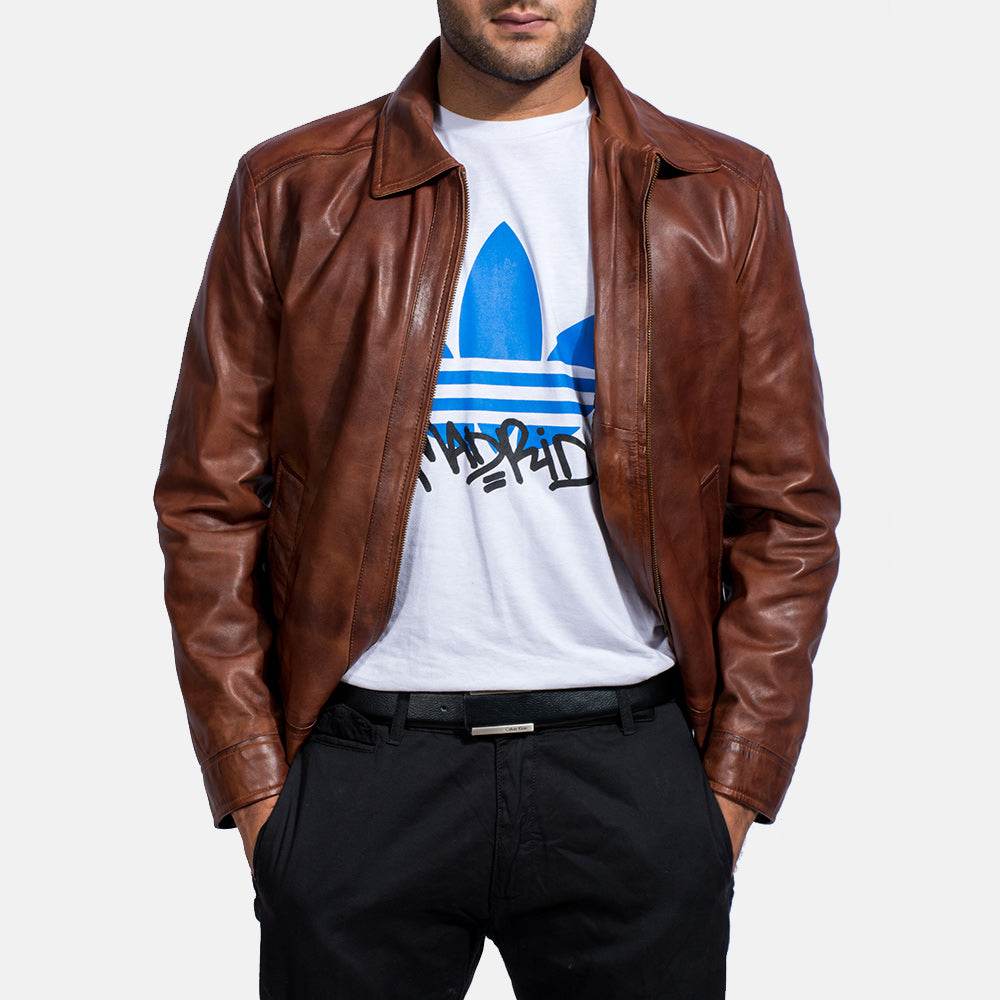 Inferno Brown Leather Jacket - CoreFlexInd