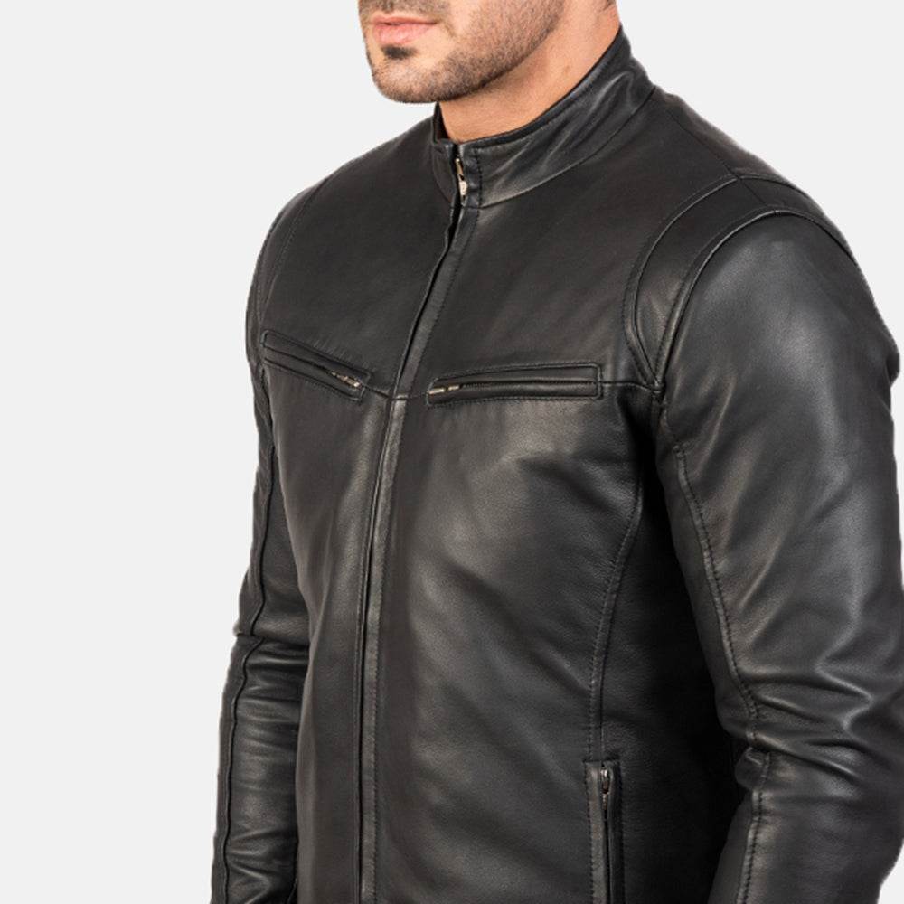Ionic Black Leather Jacket - CoreFlexInd