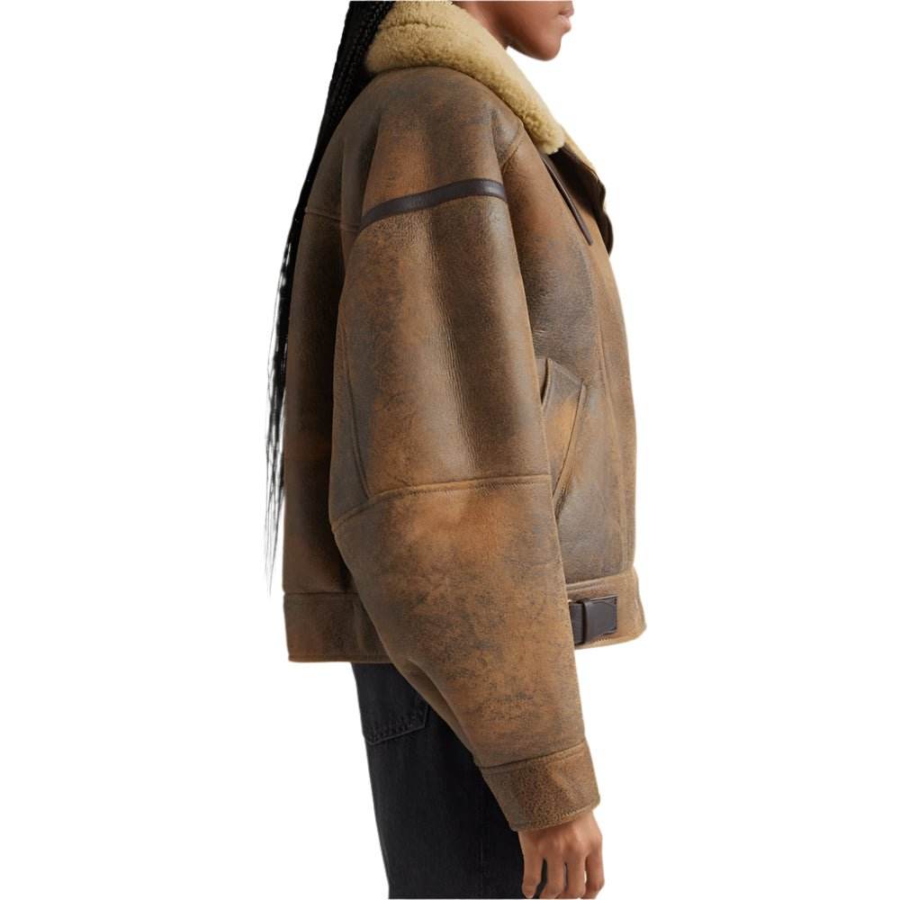 Studios Leather & Genuine Shearling Biker Jacket - CoreFlexInd