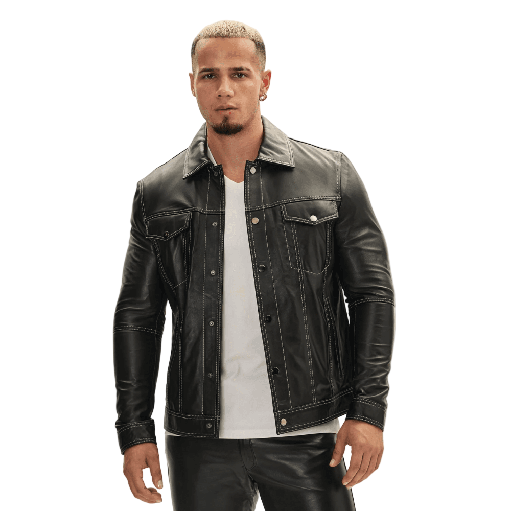 Leather Collared Shirt - CoreFlexInd