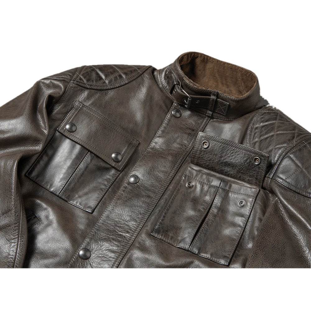 Men's Hand Waxed Leather Brooklands Motorcycle Jacket - CoreFlexInd