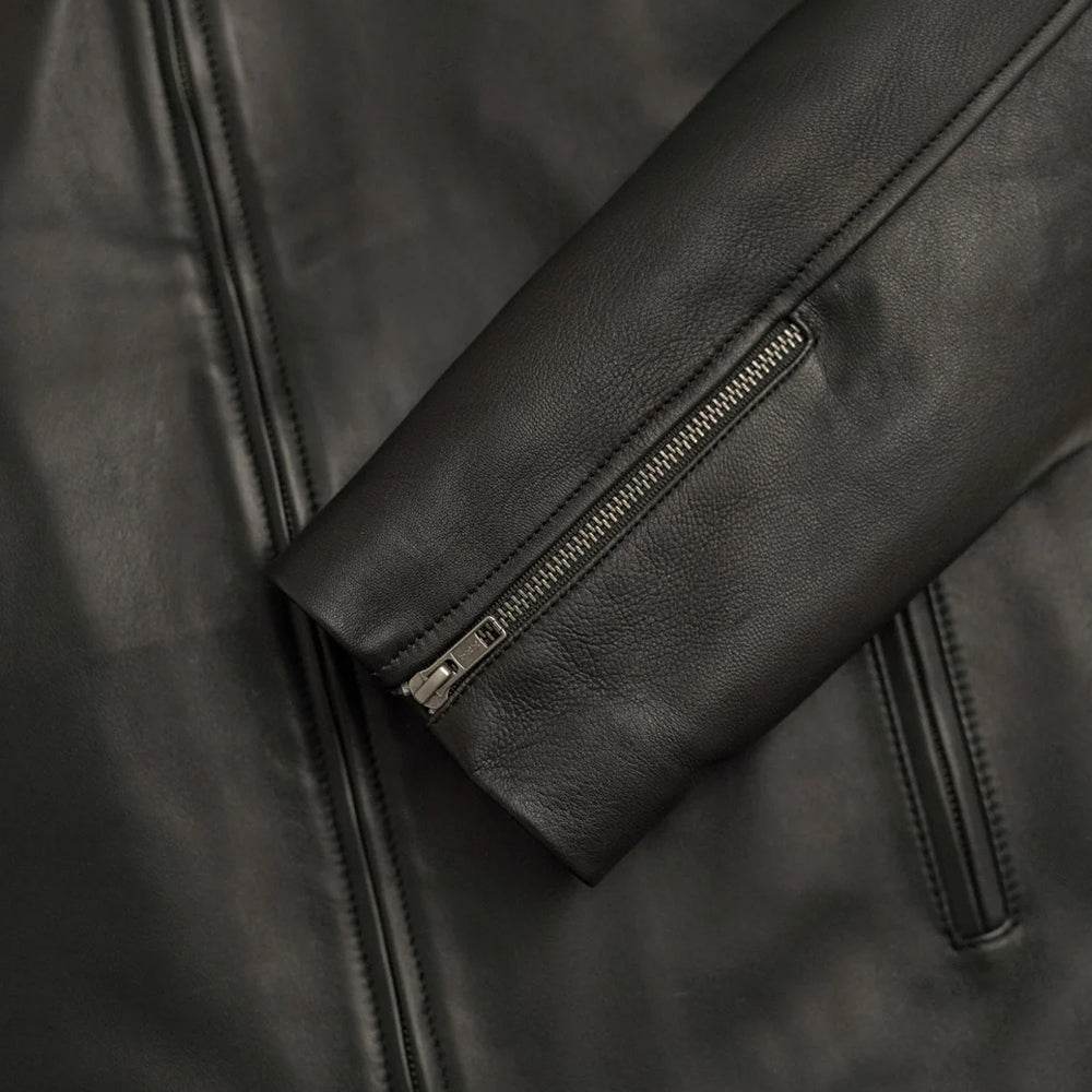 Men's Motorcycle Leather Jacket Black - CoreFlexInd