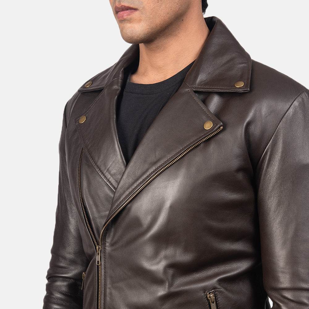 Noah Brown Leather Biker Jacket - CoreFlexInd