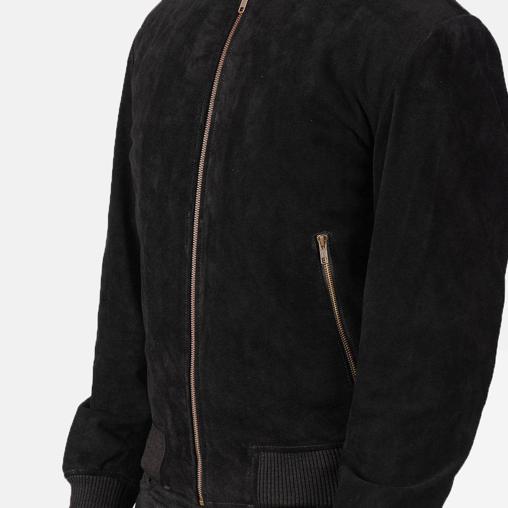 Shane Black Suede Bomber Jacket - CoreFlexInd