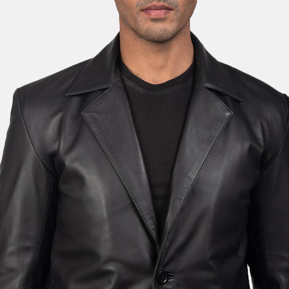 Mens Black Leather Blazer - CoreFlexInd