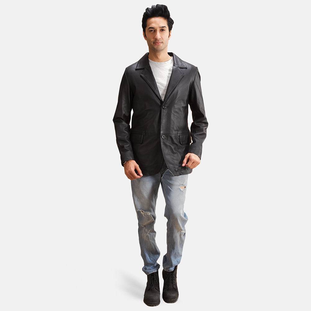 Mens Leather Blazer Jacket - CoreFlexInd