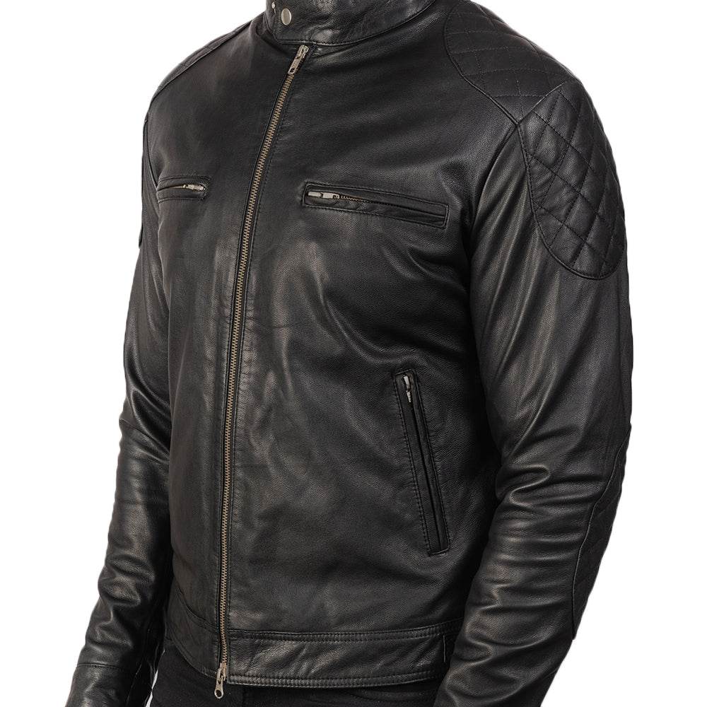 Mens Leather Racer Jacket - CoreFlexInd