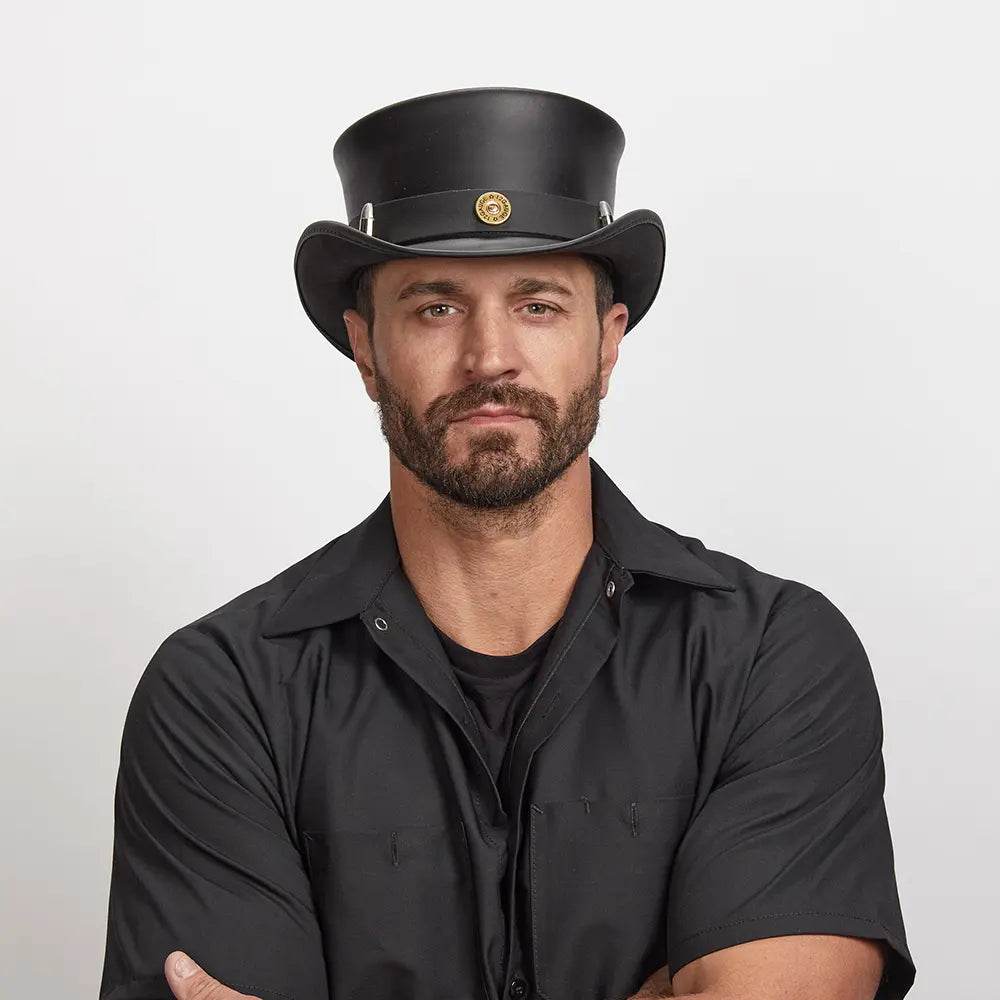 Mens Leather Top Hat with Bullet - CoreFlexInd