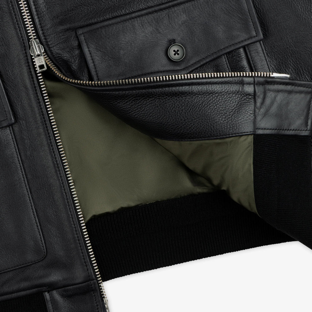 Napa Leather Bomber Jacket Black Cowhide Leather