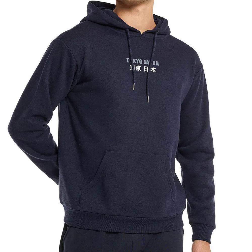 Sudadera con capucha y detalle estampado azul marino