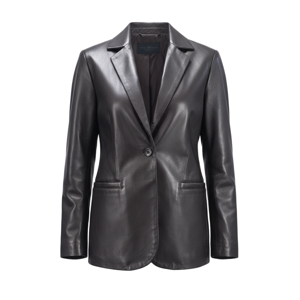 Plus Size Leather Blazer Women, Genuine Leather With