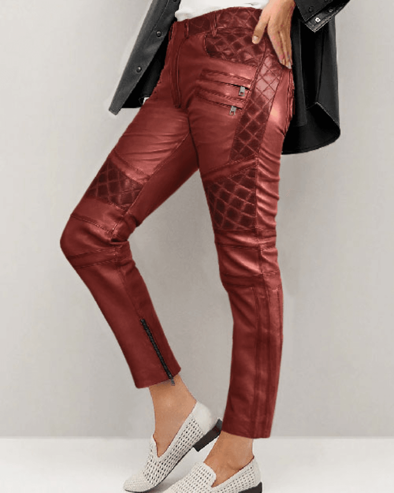 Red Leather Pants Women - CoreFlexInd