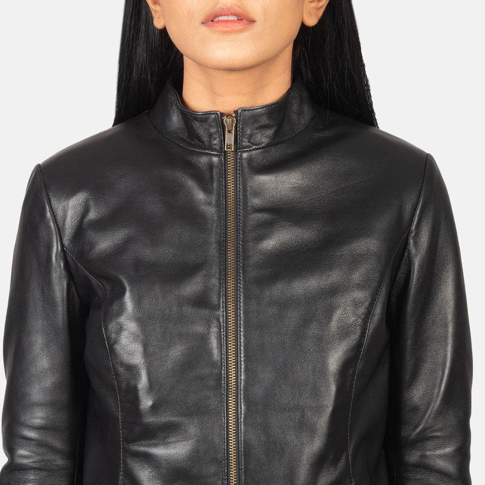 Rumella Black Leather Biker Jacket - CoreFlexInd