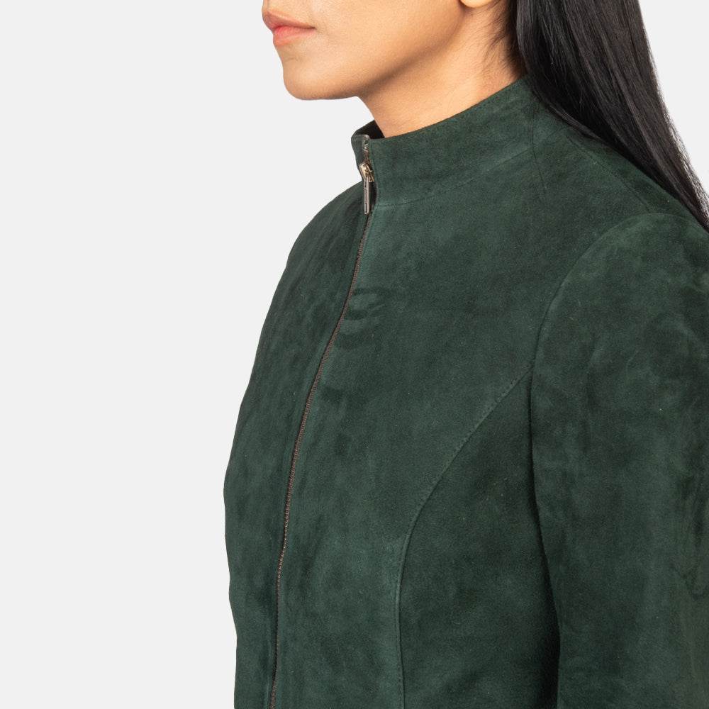 Rumella Green Suede Biker Jacket - CoreFlexInd